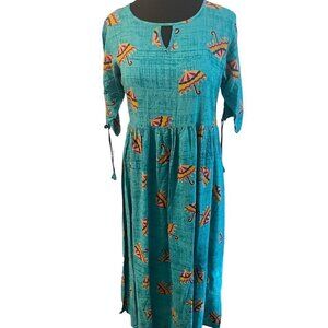 Womens Round Neck‎ Printed A-Line Dress, size